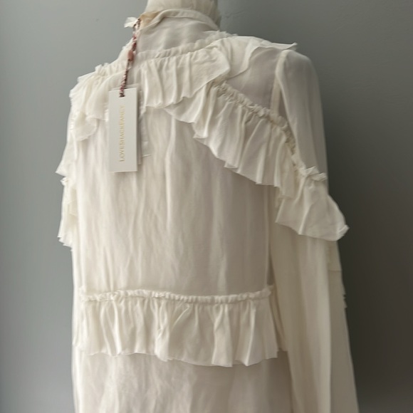LoveShackFancy Jelena Silk Blouse in Antique White XS $395 - Picture 16 of 16